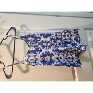 Women's Blue and White Tie-Dye pajama romper with Adjustable Straps